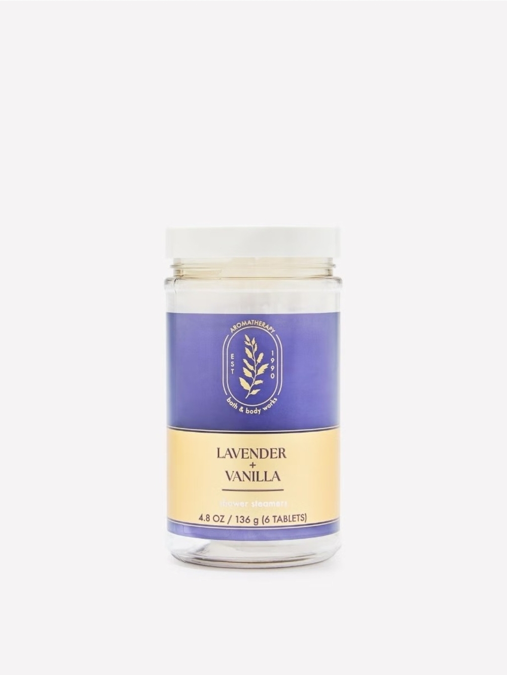 Bath & Body Works Lavender + Vanilla Shower Steamers — Purple & Cream Jar